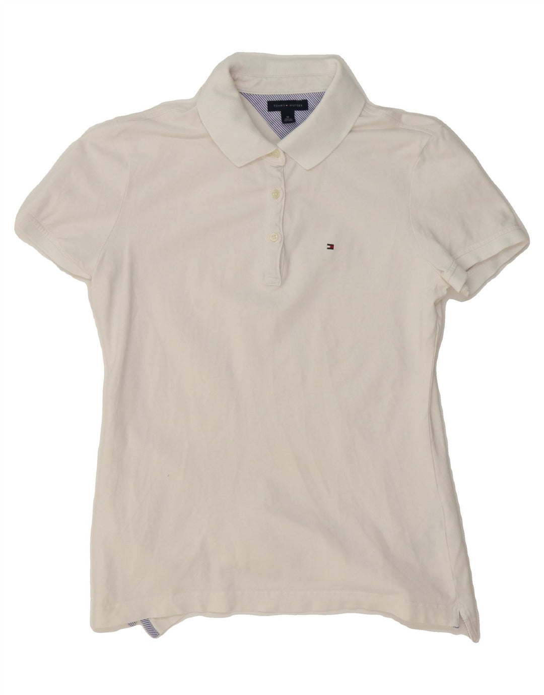TOMMY HILFIGER Womens Polo Shirt UK 12 Medium White Cotton Vintage Tommy Hilfiger and Second-Hand Tommy Hilfiger from Messina Hembry 