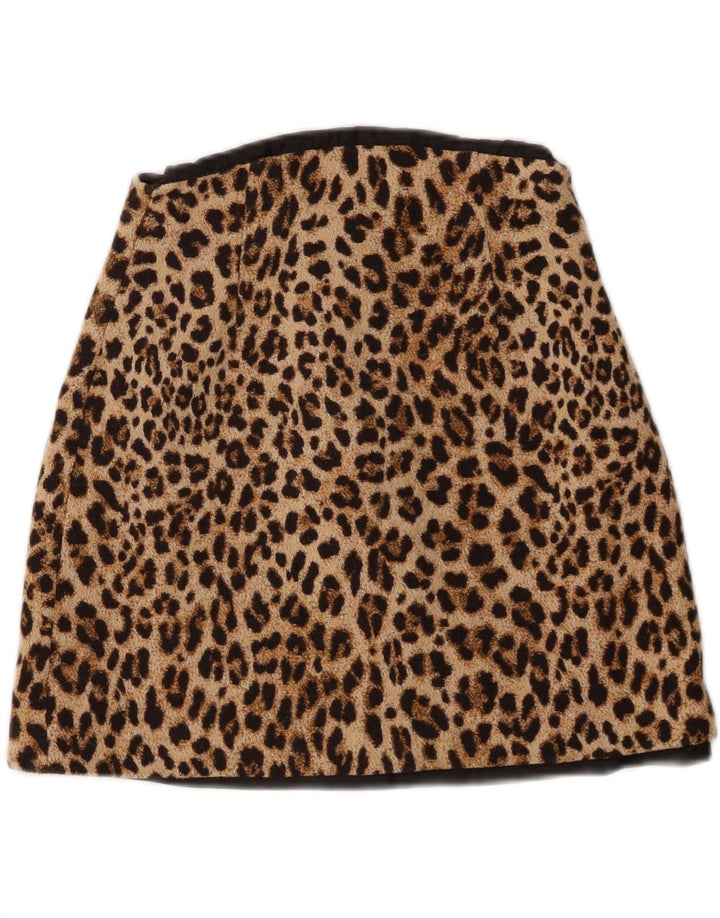 Minigonna Zara da donna piccola W26 marrone con stampa animalier