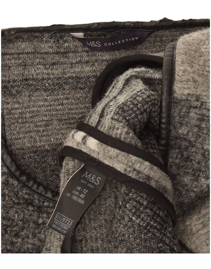 Maglione cardigan lungo da donna Marks & Spencer UK 12 grigio medio a quadri