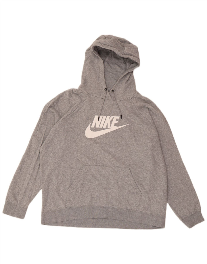Felpa con cappuccio grafica NIKE da uomo XL in cotone chiazzato grigio