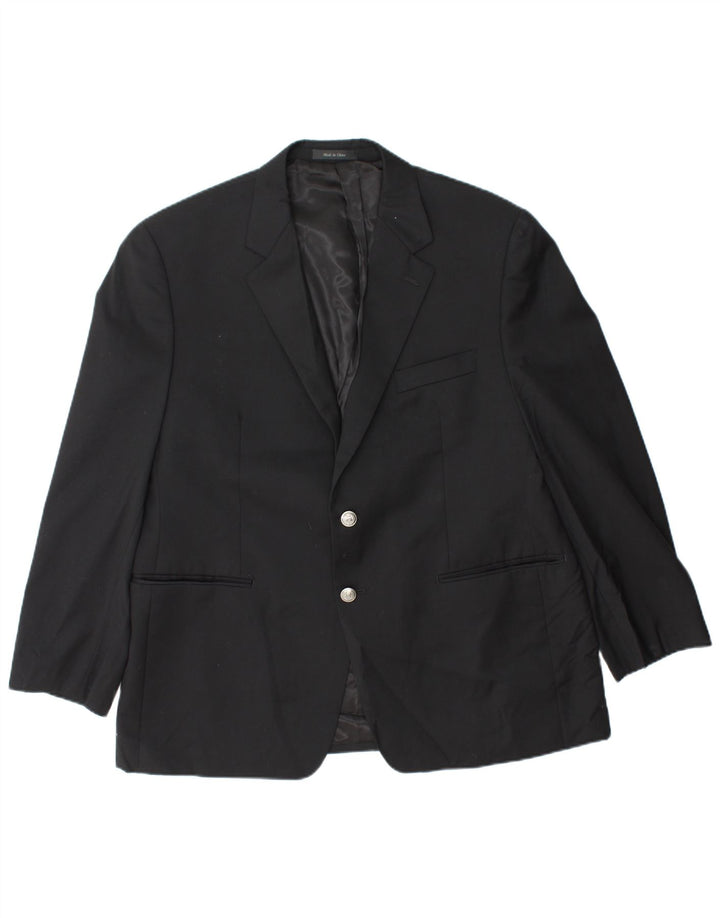 CHAPS Mens 3/4 Sleeve 2 Button Blazer Jacket UK 40 Large Black Wool