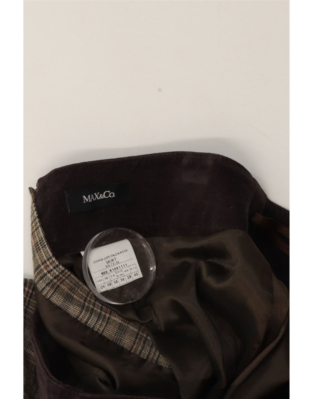 Minigonna da donna Max & Co. UK 8 piccola W28 a quadri marroni