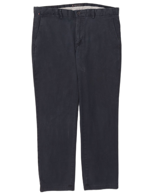 Pantaloni chino dritti da uomo Tommy Hilfiger W38 L26 cotone blu navy