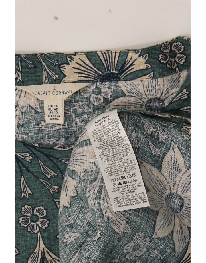 SEASALT CORNWALL Womens 3/4 Sleeve Tent Dress UK 14 Large Blue Floral Vintage Seasalt Cornwall and Second-Hand Seasalt Cornwall from Messina Hembry 