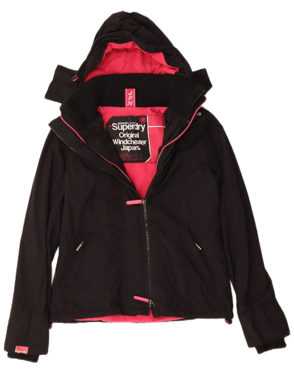Giacca a vento con cappuccio da donna Superdry Windcheater UK 14 media nera