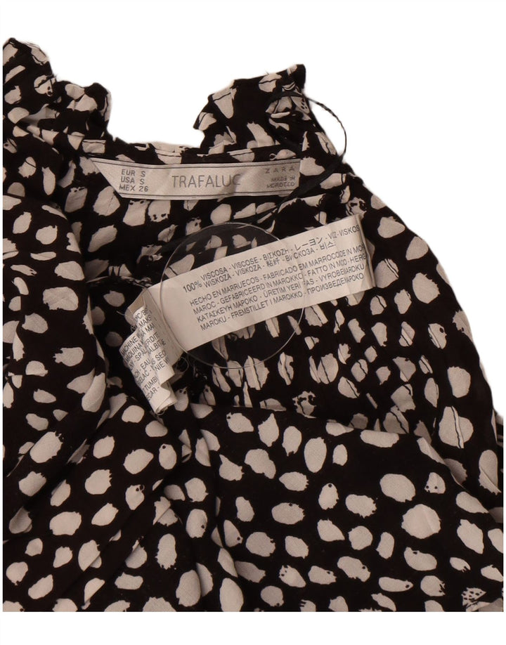Camicetta Zara da donna Top UK 10 piccola viscosa maculata nera