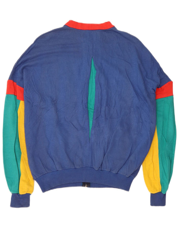 Giacca da ginnastica vintage da uomo, grande, color block blu
