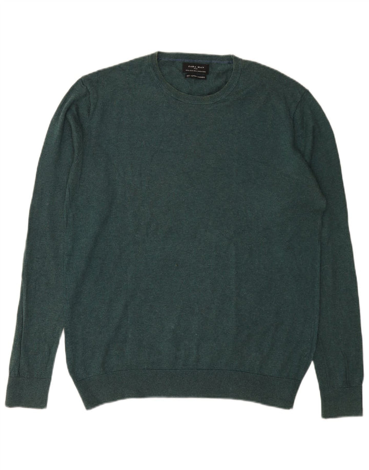 Maglione maglione girocollo da uomo Zara XL in seta verde