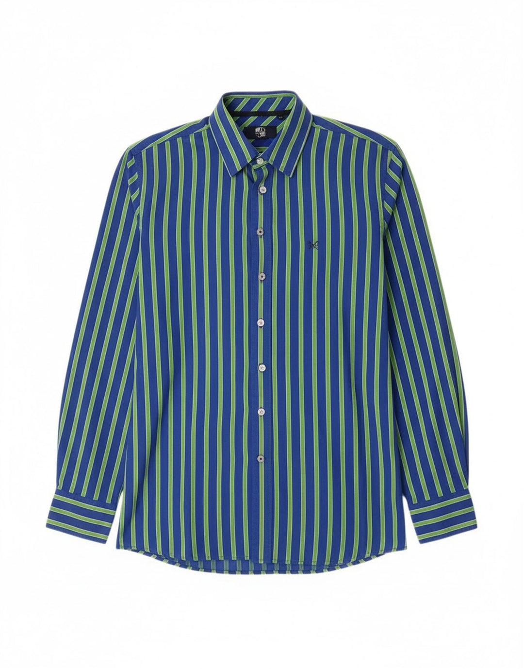 Crew Clothing Camicia da uomo su misura in cotone gessato blu medio