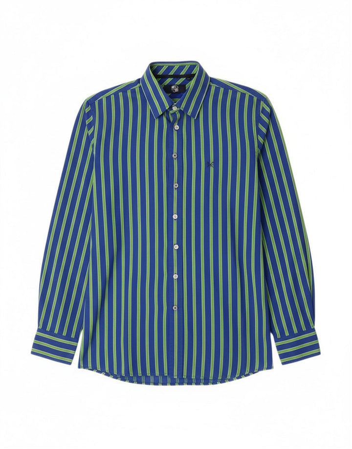 Crew Clothing Camicia da uomo su misura in cotone gessato blu medio