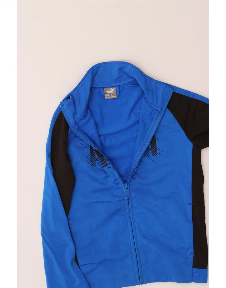 PUMA Boys Graphic Tracksuit Top Jacket 7-8 Years XS Blue Colourblock Vintage Puma and Second-Hand Puma from Messina Hembry 