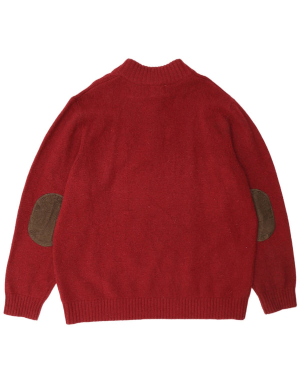 L.L.Bean Mens Zip Neck Jumper Sweater 2XL Burgundy Wool