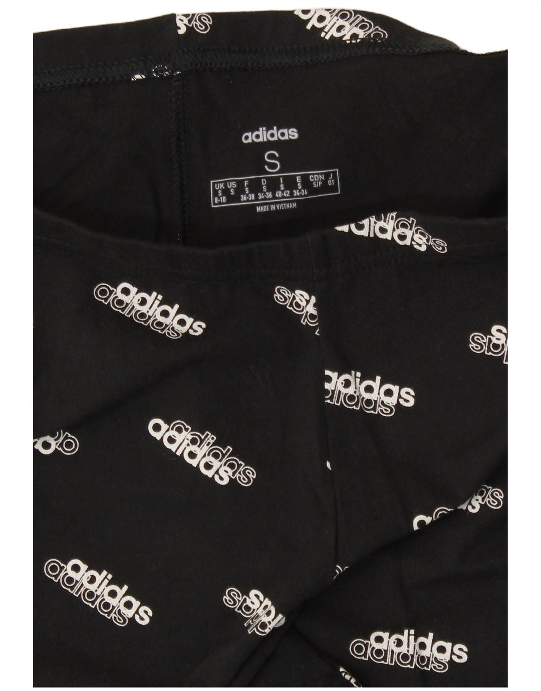 Leggings grafici da donna Adidas UK 8/10 Piccolo cotone maculato nero