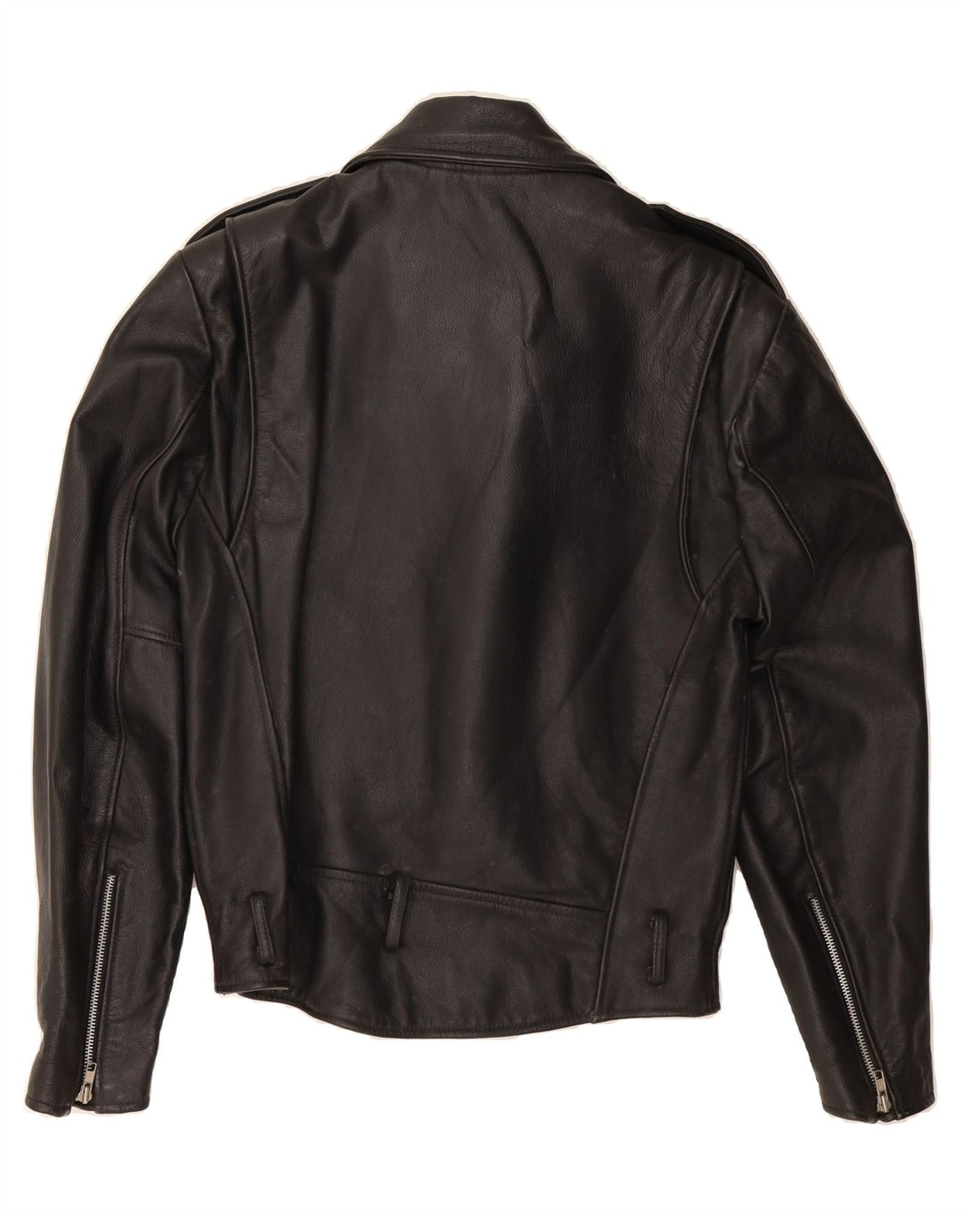 OPEN ROAD Womens Leather Biker Jacket UK 10 Small Black Leather Vintage Open Road and Second-Hand Open Road from Messina Hembry 