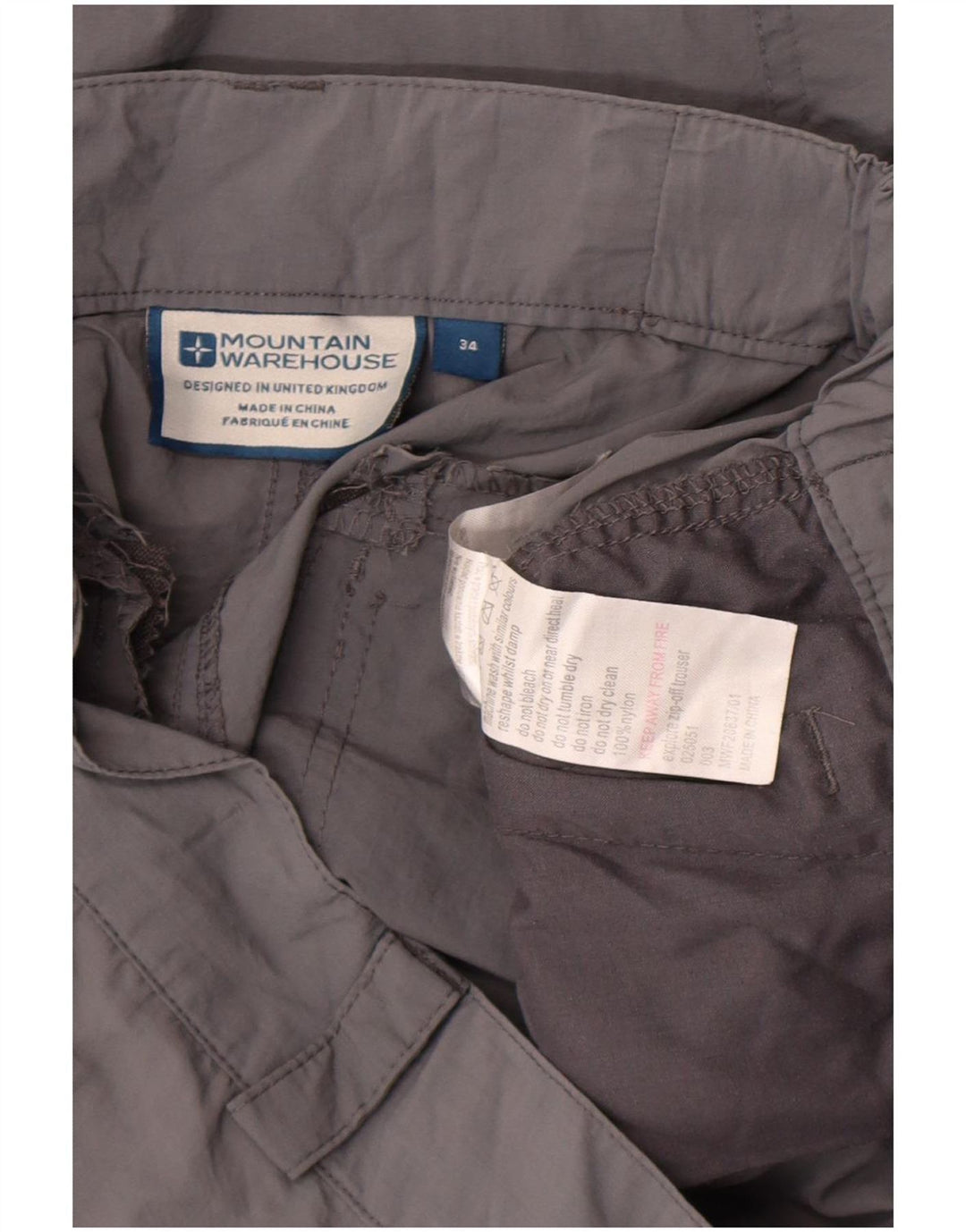 Pantaloni cargo dritti da uomo Mountain Warehouse W34 L31 nylon grigio