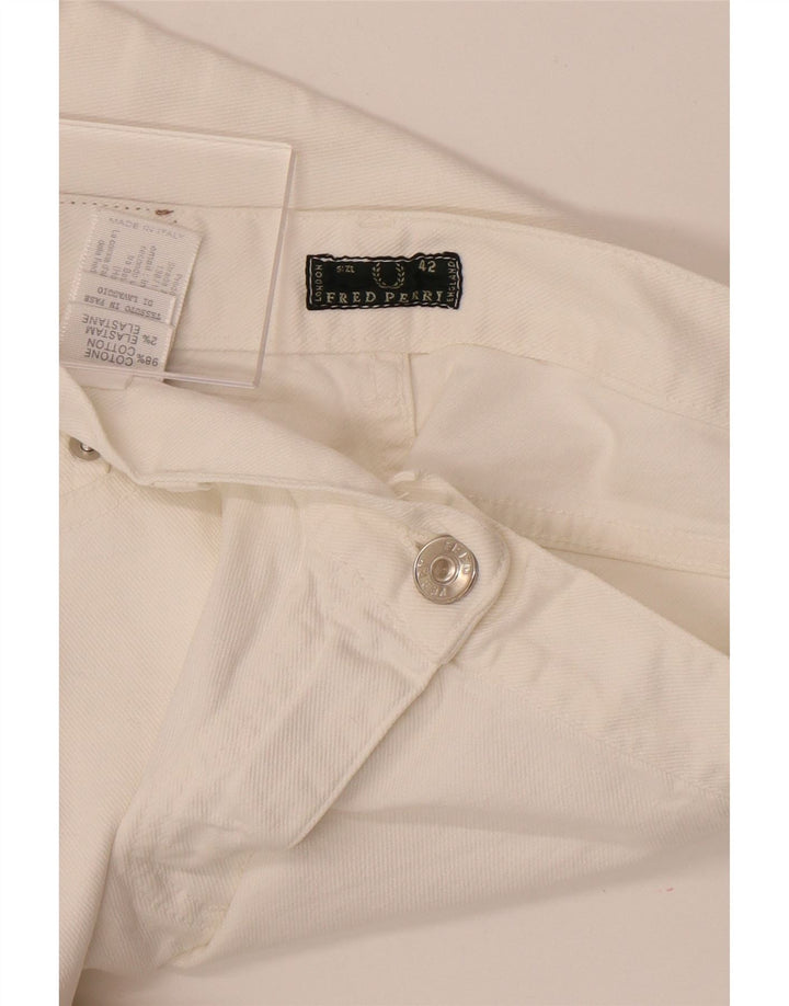 Jeans Capri dritti a vita media da donna Fred Perry IT 42 medio W27 L18 bianco