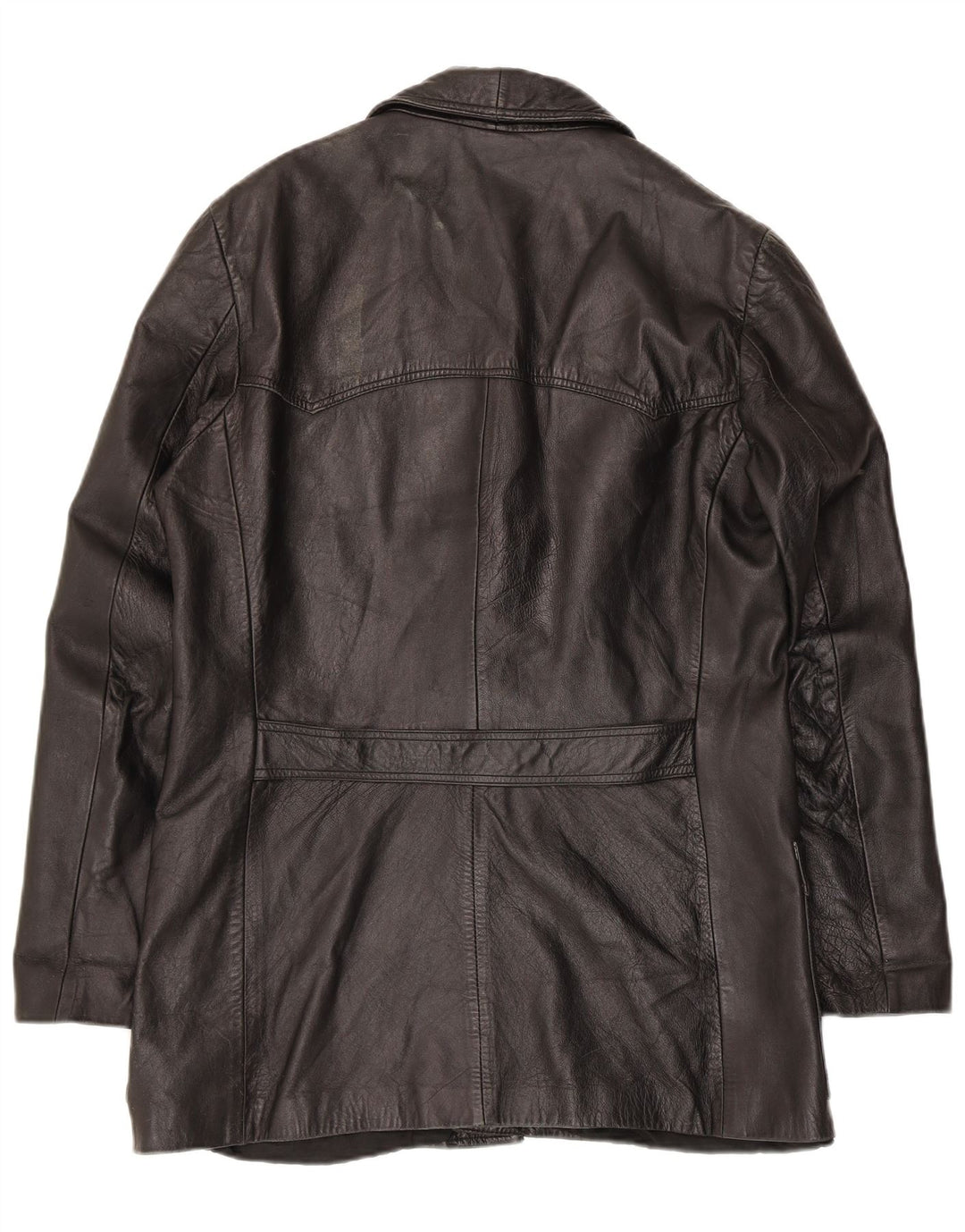 Giacca blazer in pelle vintage da uomo a 3 bottoni UK 36 piccola nera