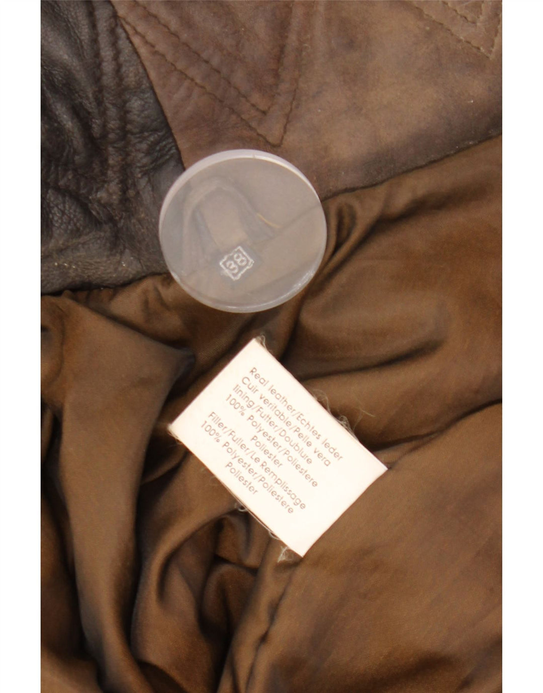 Cappotto in pelle con cappuccio da donna VINTAGE EU 38 Pelle marrone medio