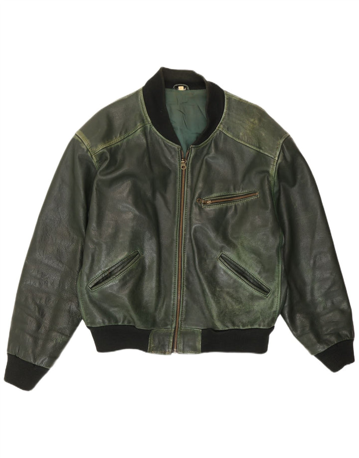 Giacca in pelle bomber da uomo Conbipel UK 40 grande in pelle verde