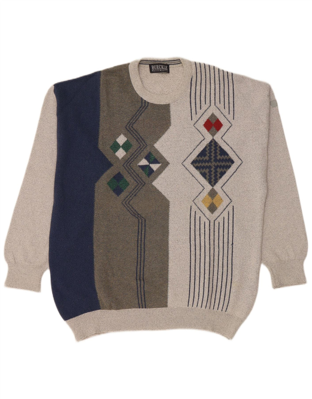 Maglione maglione girocollo vintage da uomo grande color grigio