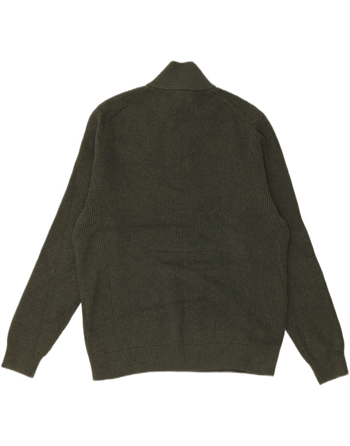 MARKS & SPENCER Womens Zip Neck Jumper Sweater UK 20 2XL Khaki Polyester