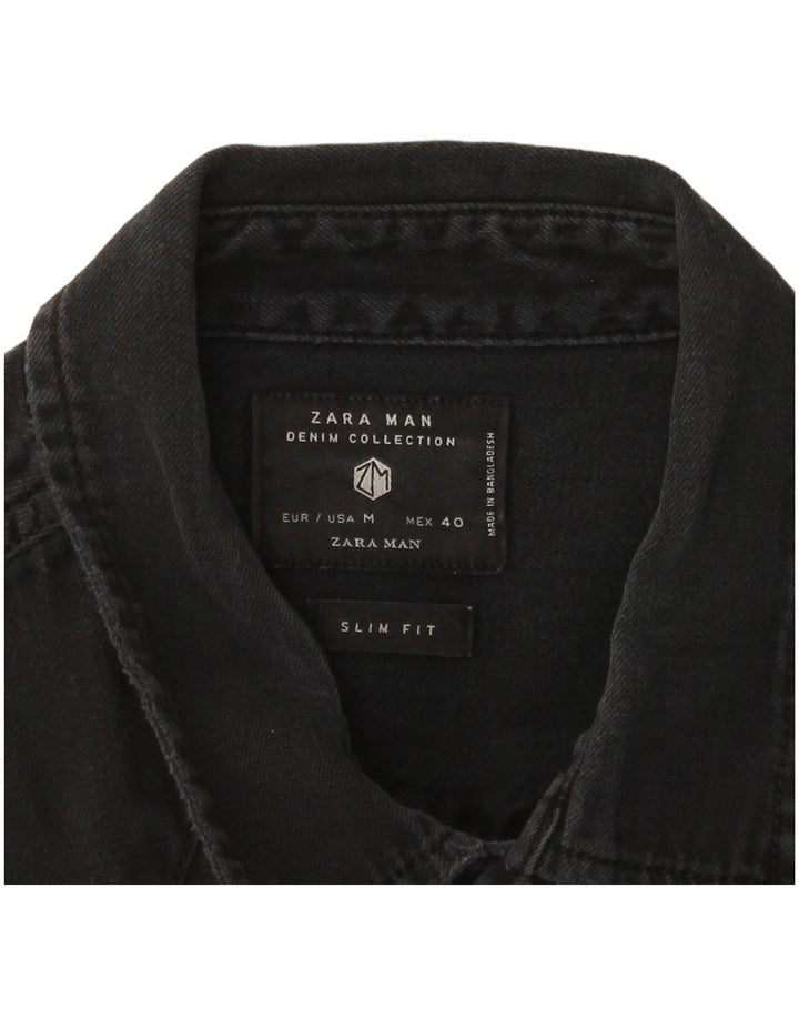 Camicia di jeans slim fit Zara da uomo di colore nero medio