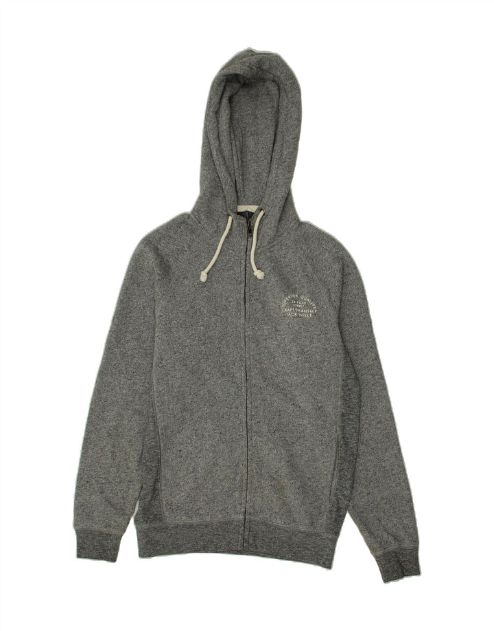 JACK WILLS Mens Zip Hoodie Sweater Small Grey Flecked Cotton Vintage Jack Wills and Second-Hand Jack Wills from Messina Hembry 