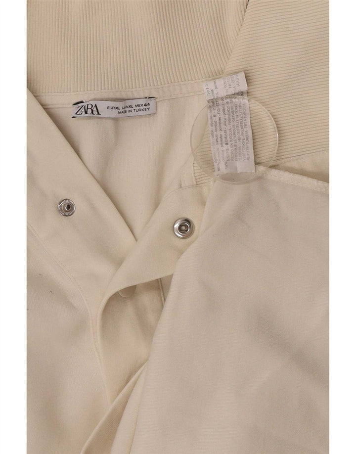Top Zara da uomo a maniche lunghe XL in cotone bianco sporco