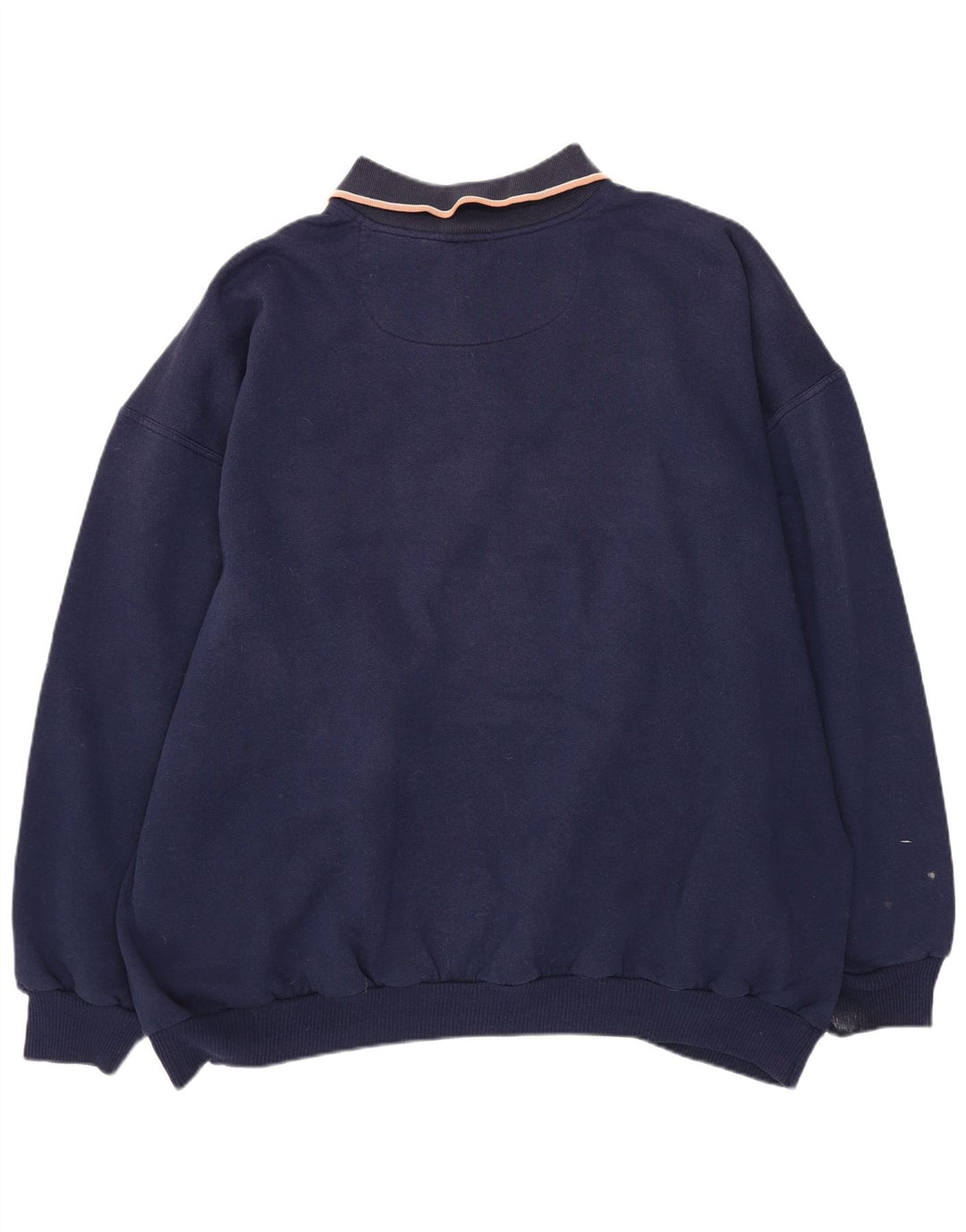 Felpa vintage da uomo con collo alto, maglione XL, poliestere color block blu navy