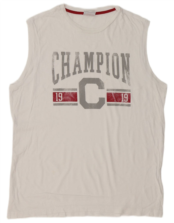 CHAMPION Mens Graphic Vest Top 2XL White