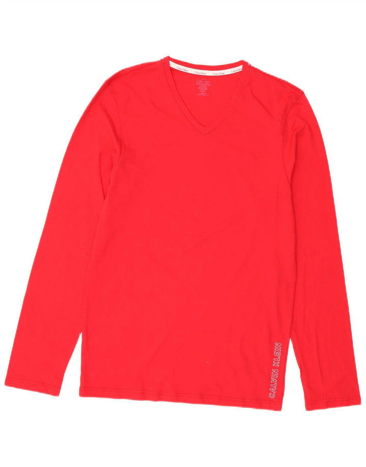 Top da donna Calvin Klein a maniche lunghe UK 12 rosso medio in cotone