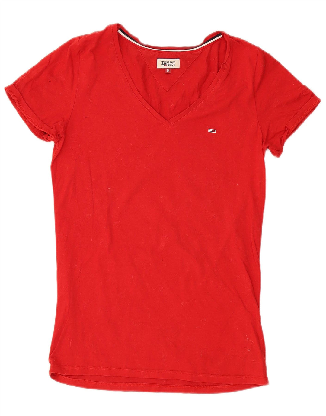 T-shirt da donna Tommy Hilfiger Top UK 12 cotone rosso medio