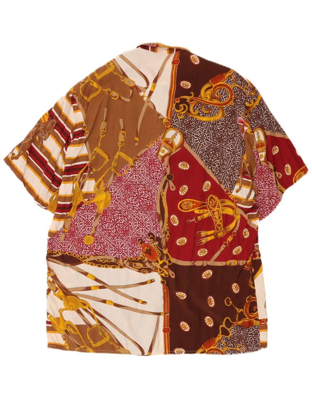 Camicia a maniche corte da equitazione vintage da donna IT 44 media multicolore