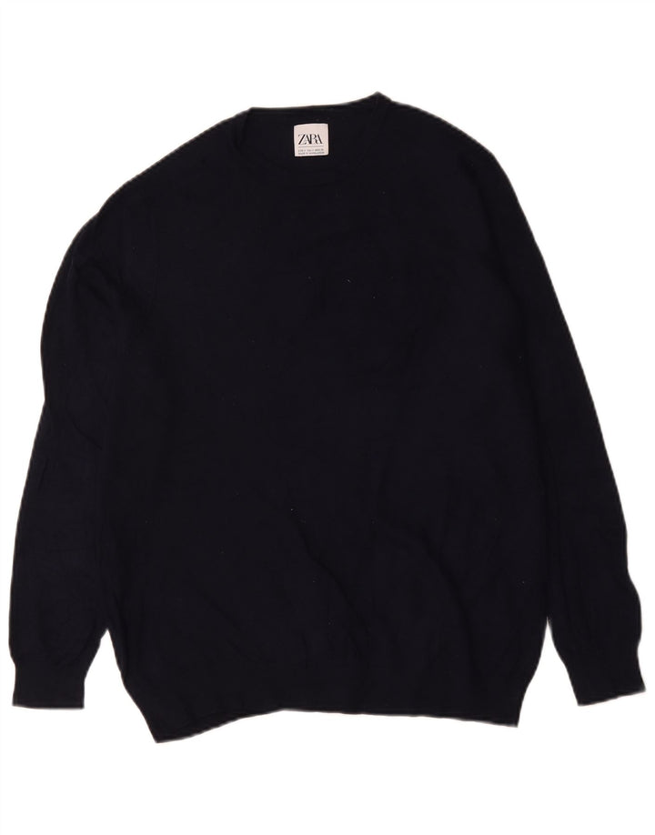 Maglione maglione girocollo da uomo Zara piccolo blu navy