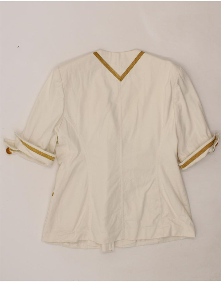 RENZO Womens Short Sleeve Double Breasted Blazer Jacket IT 44 Medium White Vintage Renzo and Second-Hand Renzo from Messina Hembry 