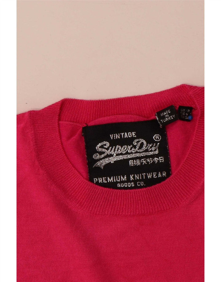 Maglione maglione girocollo da donna Superdry UK 10 Small rosa viscosa