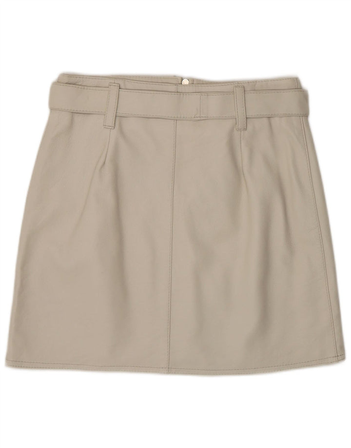 Gonna in pelle da donna VINTAGE IT 44 media W28 in pelle grigia