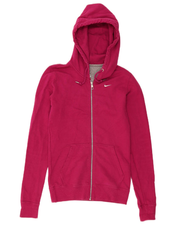 Felpa con cappuccio e zip da donna Nike UK 6 XS cotone rosa