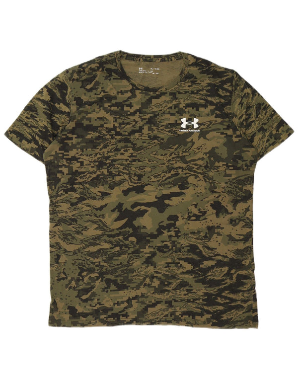 Maglietta Under Armour da uomo Heat Gear Top XL in cotone mimetico kaki
