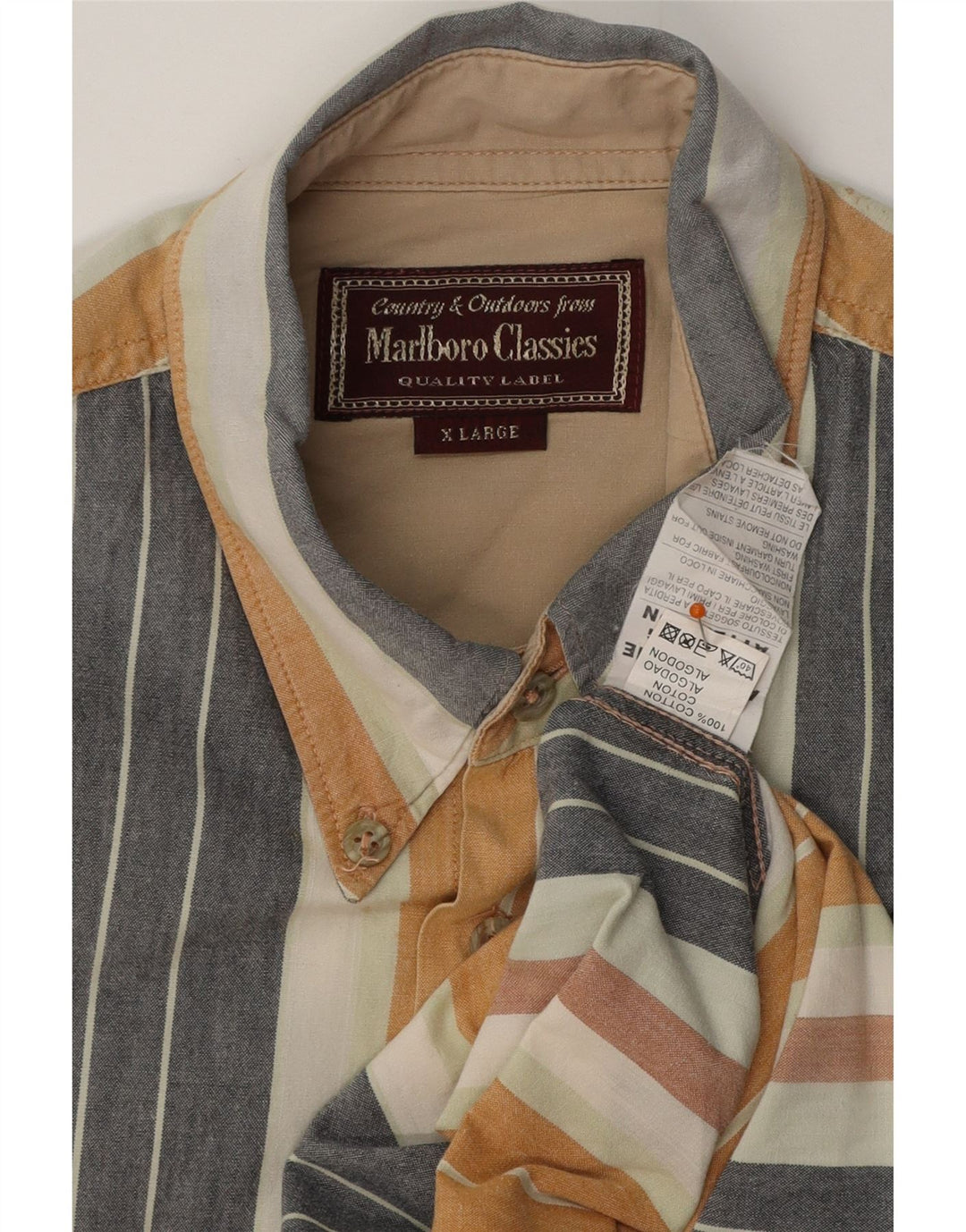 MARLBORO CLASSICS Camicia a maniche corte da uomo XL in cotone a righe multicolore