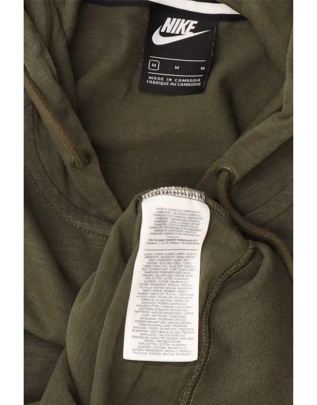 Felpa con cappuccio e zip Nike da uomo in cotone chiazzato medio kaki