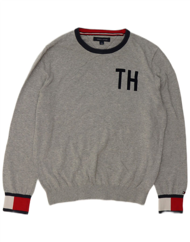 TOMMY HILFIGER Maglione maglione girocollo da uomo grigio medio color block