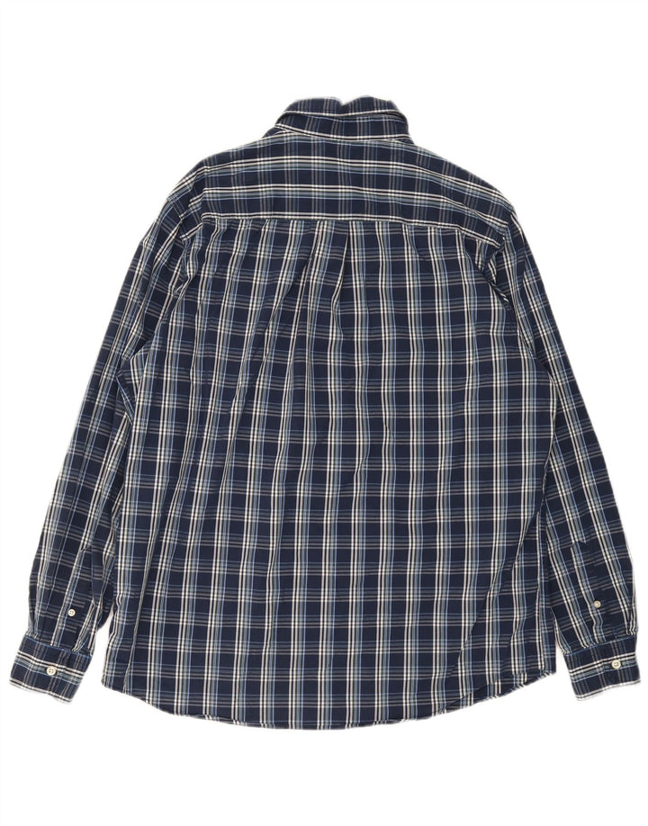 Camicia elasticizzata da uomo Chaps grande in cotone a quadri blu navy