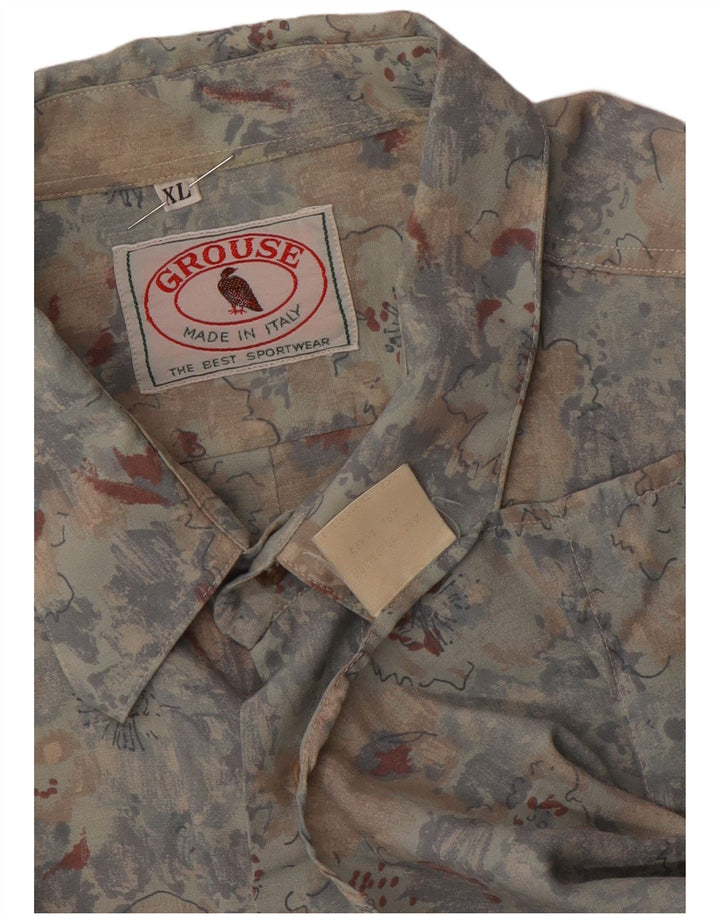 Camicia a maniche corte da uomo VINTAGE XL Rayon floreale multicolore