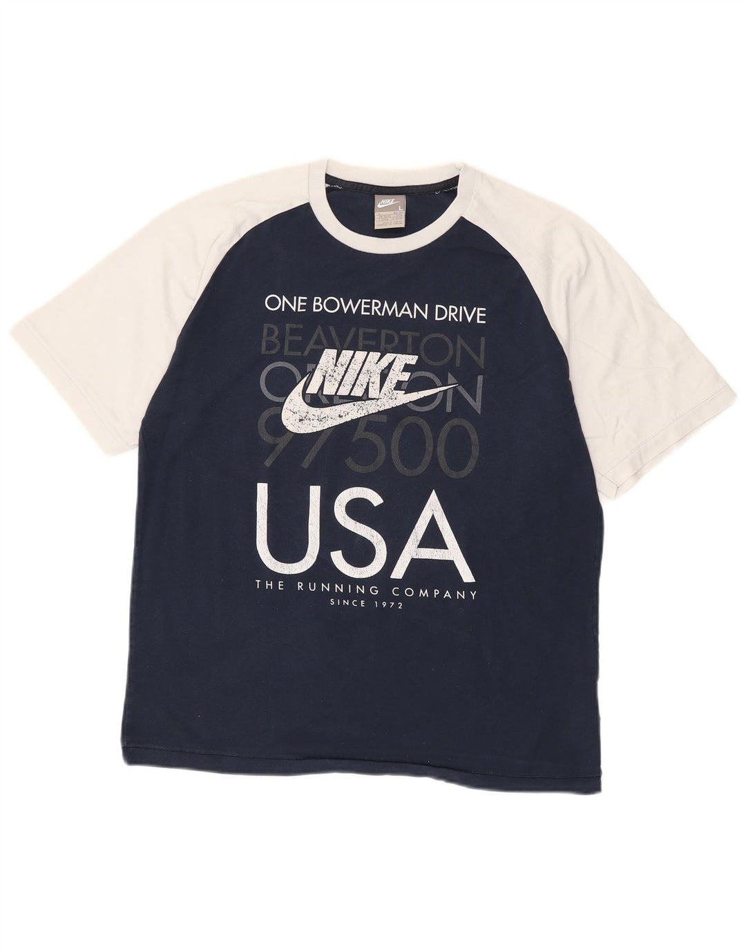 T-shirt grafica da uomo NIKE Top Large in cotone color block blu navy