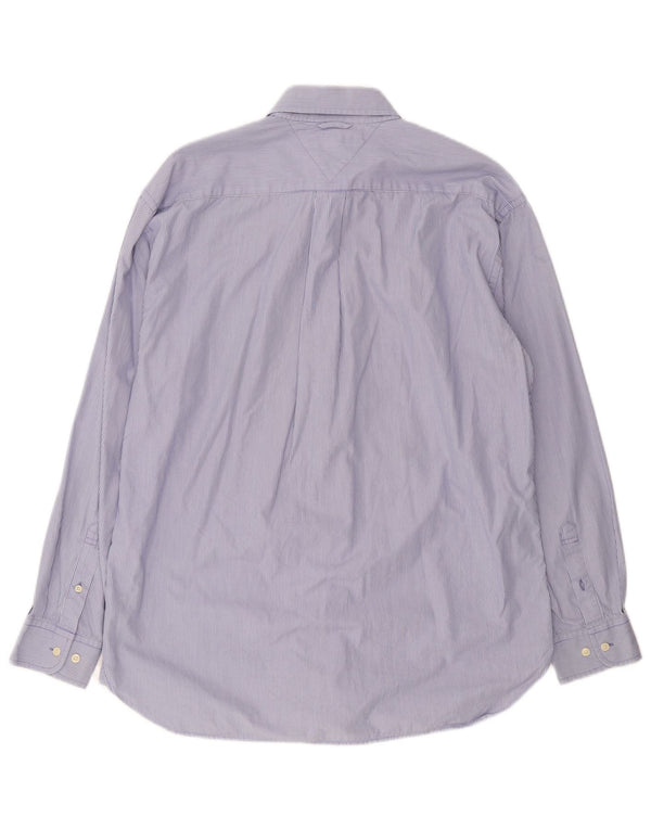Camicia da uomo Tommy Hilfiger taglia 16 1/2 17 grande cotone gessato blu
