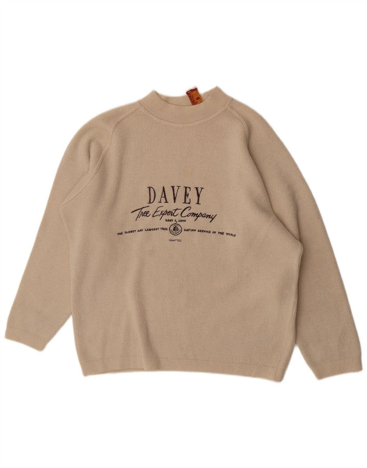 Maglione da uomo con collo alto e grafica S.Moritz, grande, beige