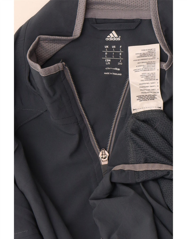 Giacca da ginnastica Adidas Climalite da uomo grande in poliestere grigio