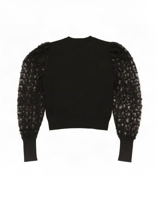 Top corto da donna Zara a maniche lunghe UK 12 viscosa floreale nera media