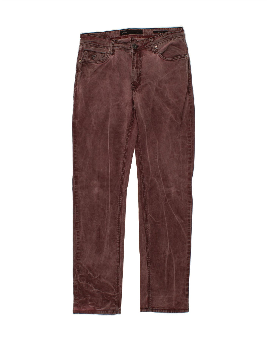 GUESS Womens Skinny Jeans W32 L31 Maroon Cotton Vintage Guess and Second-Hand Guess from Messina Hembry 
